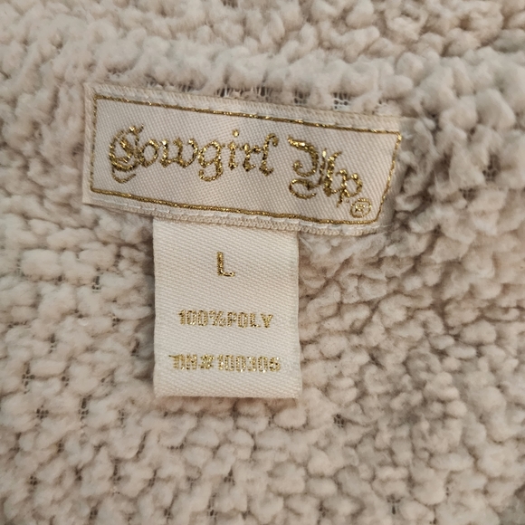 Cowgirl Up Windbreaker Zip Vest Brown Flower Sparkle Sz Large - Picture 7 of 7